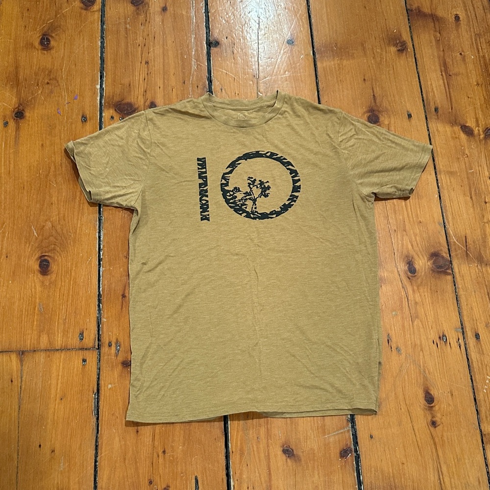 Men's Tan Graphic Tee with Black Print